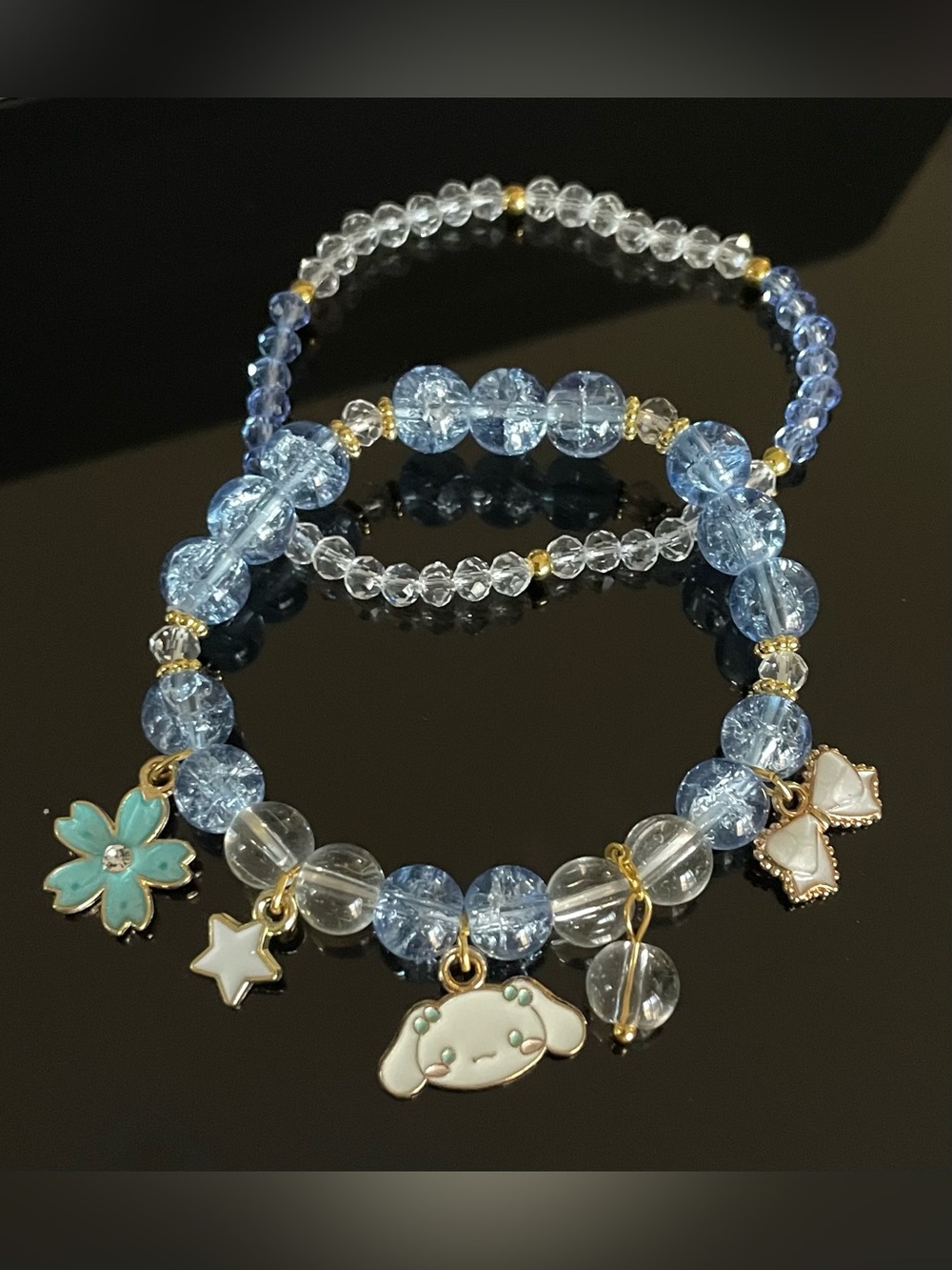 2 Pcs Cute Characters charm Beaded beautiful bracelet set